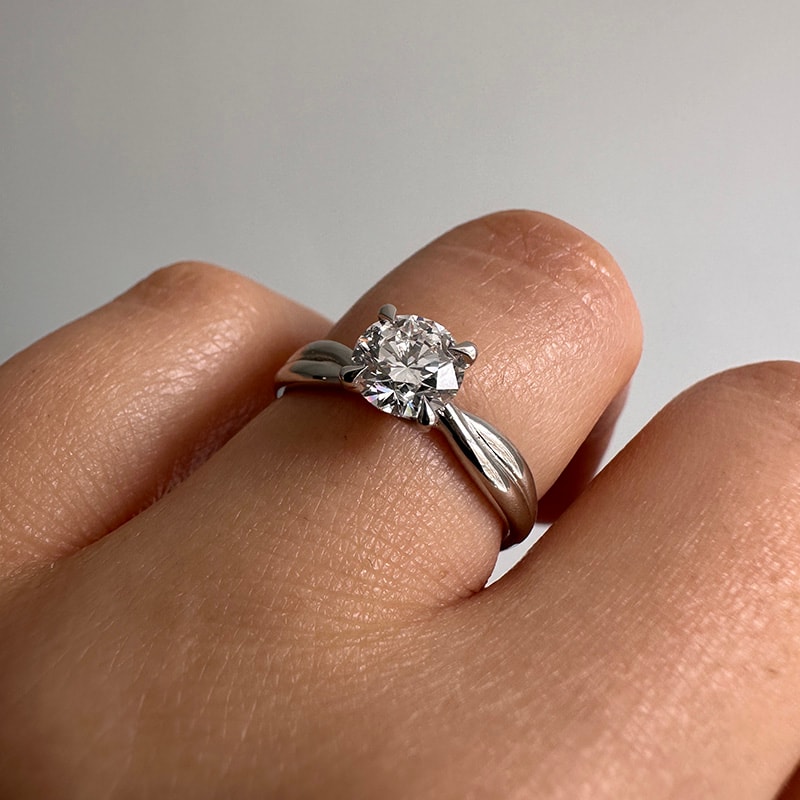 Twisted Band Plain Solitaire Round Lab Grown Diamond Engagement Ring view 7