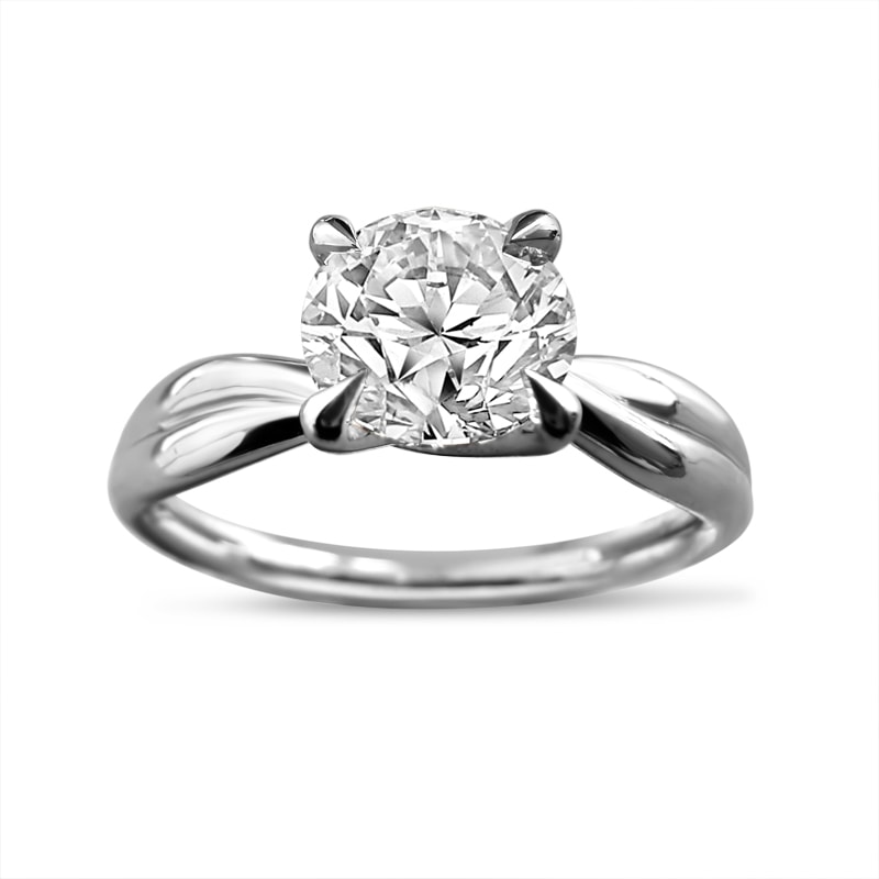 Twisted Band Plain Solitaire Round Diamond Engagement Ring view 3