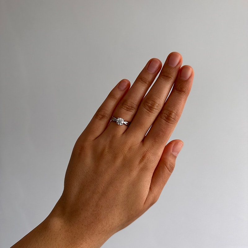 Twisted Band Plain Solitaire Round Lab Grown Diamond Engagement Ring view 6