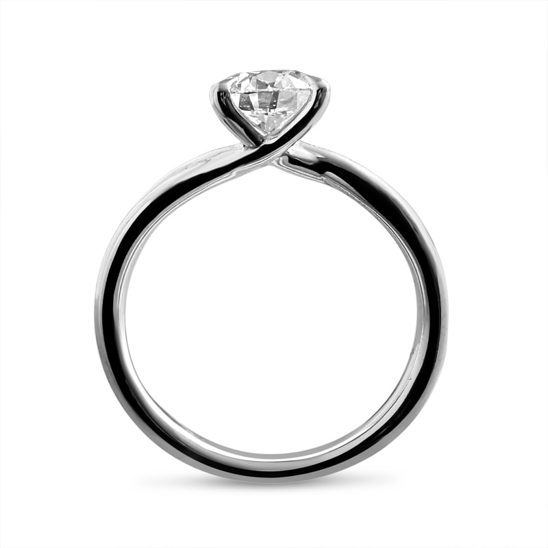Twisted Band Plain Solitaire Round Diamond Engagement Ring view 5