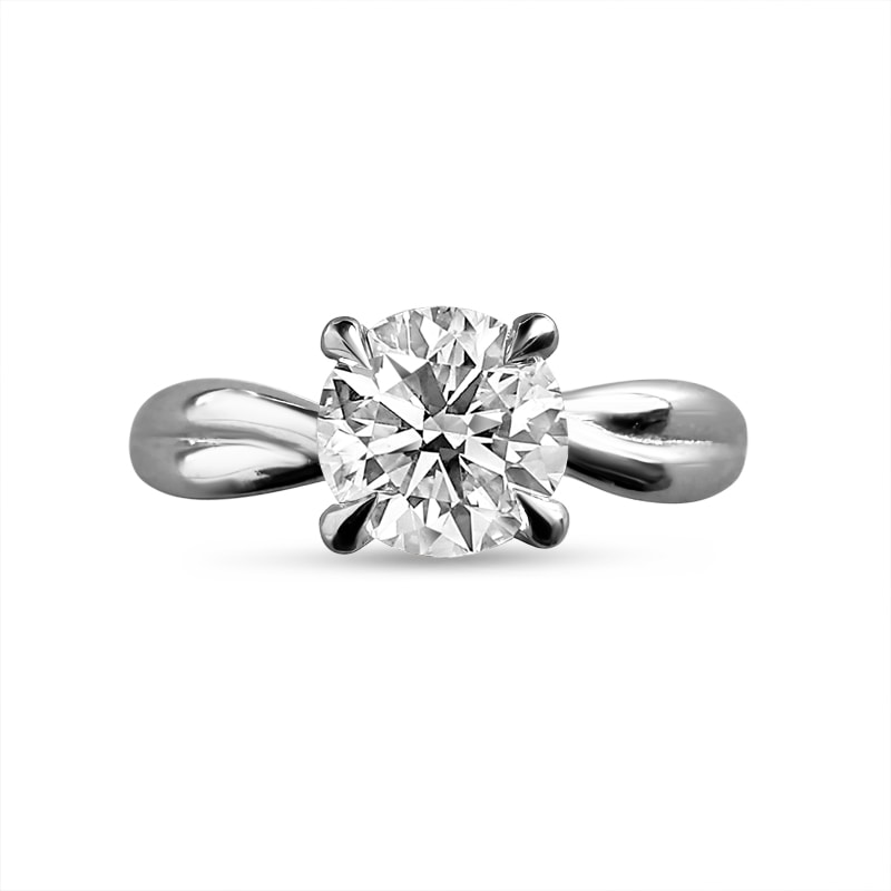 Twisted Band Plain Solitaire Round Lab Grown Diamond Engagement Ring view 1