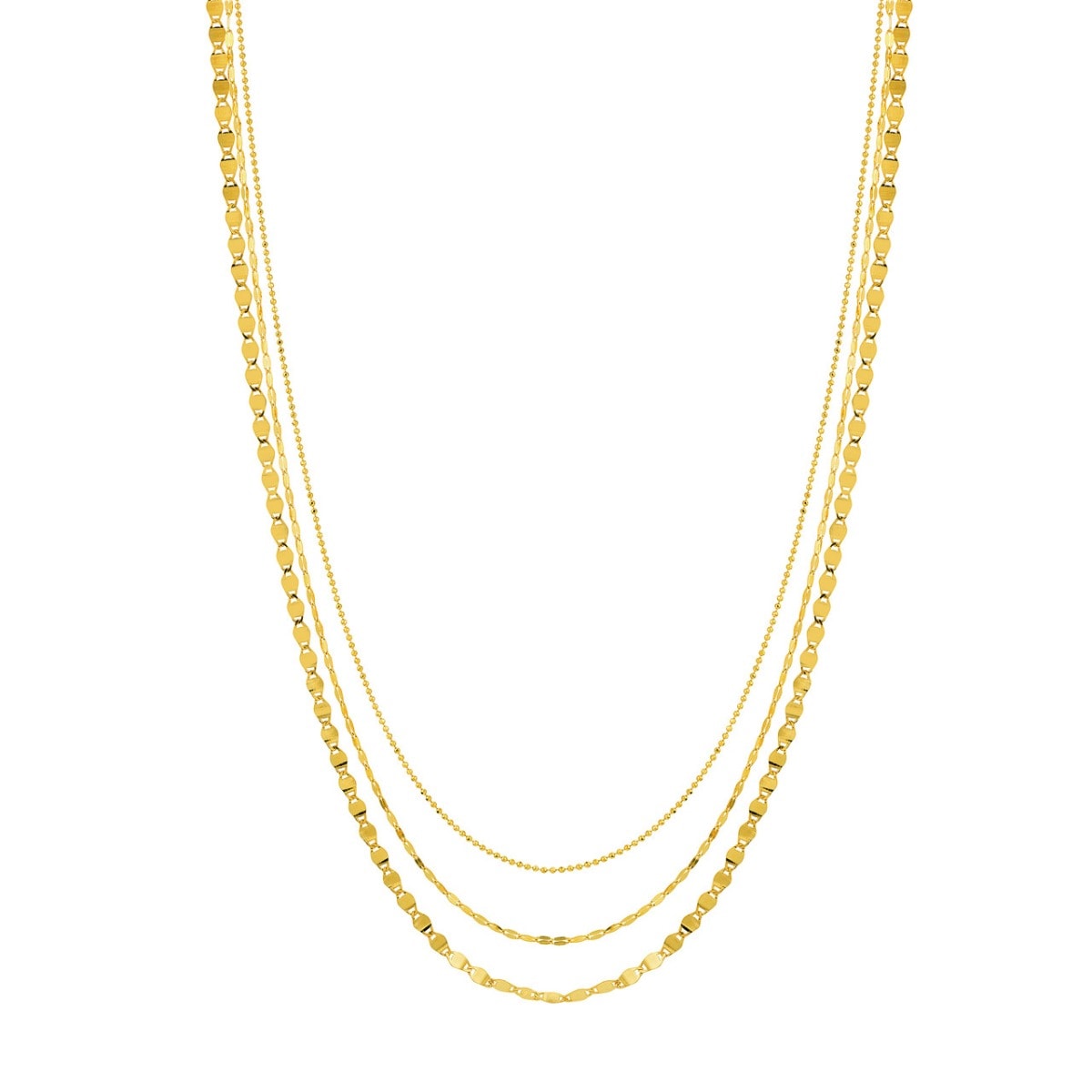 Valentino-Bead Triple Strand Gold Necklace view 1