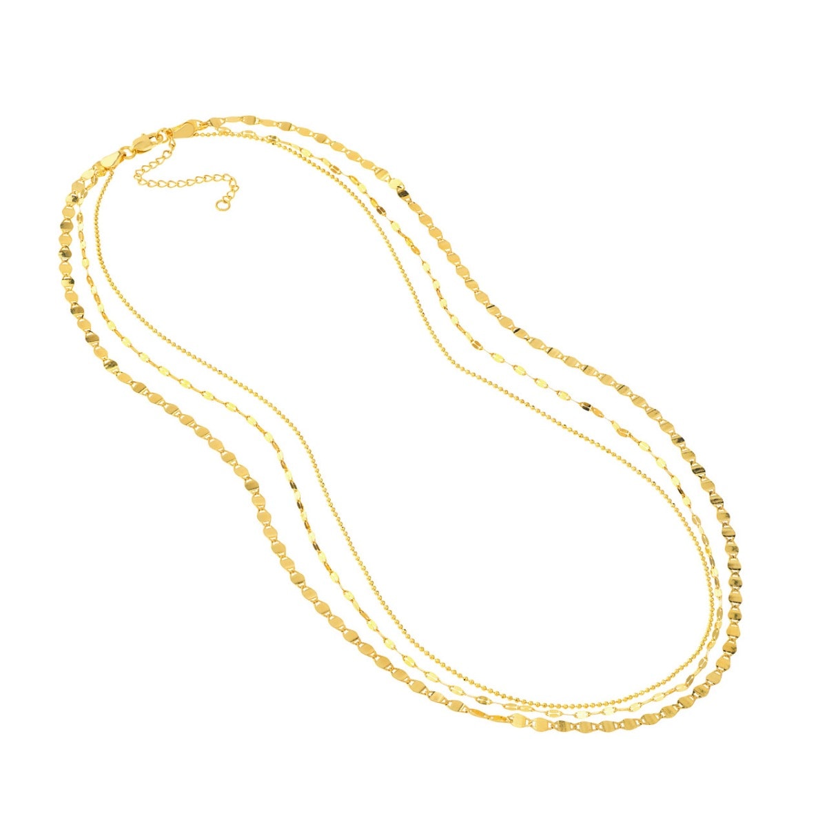 Valentino-Bead Triple Strand Gold Necklace view 6