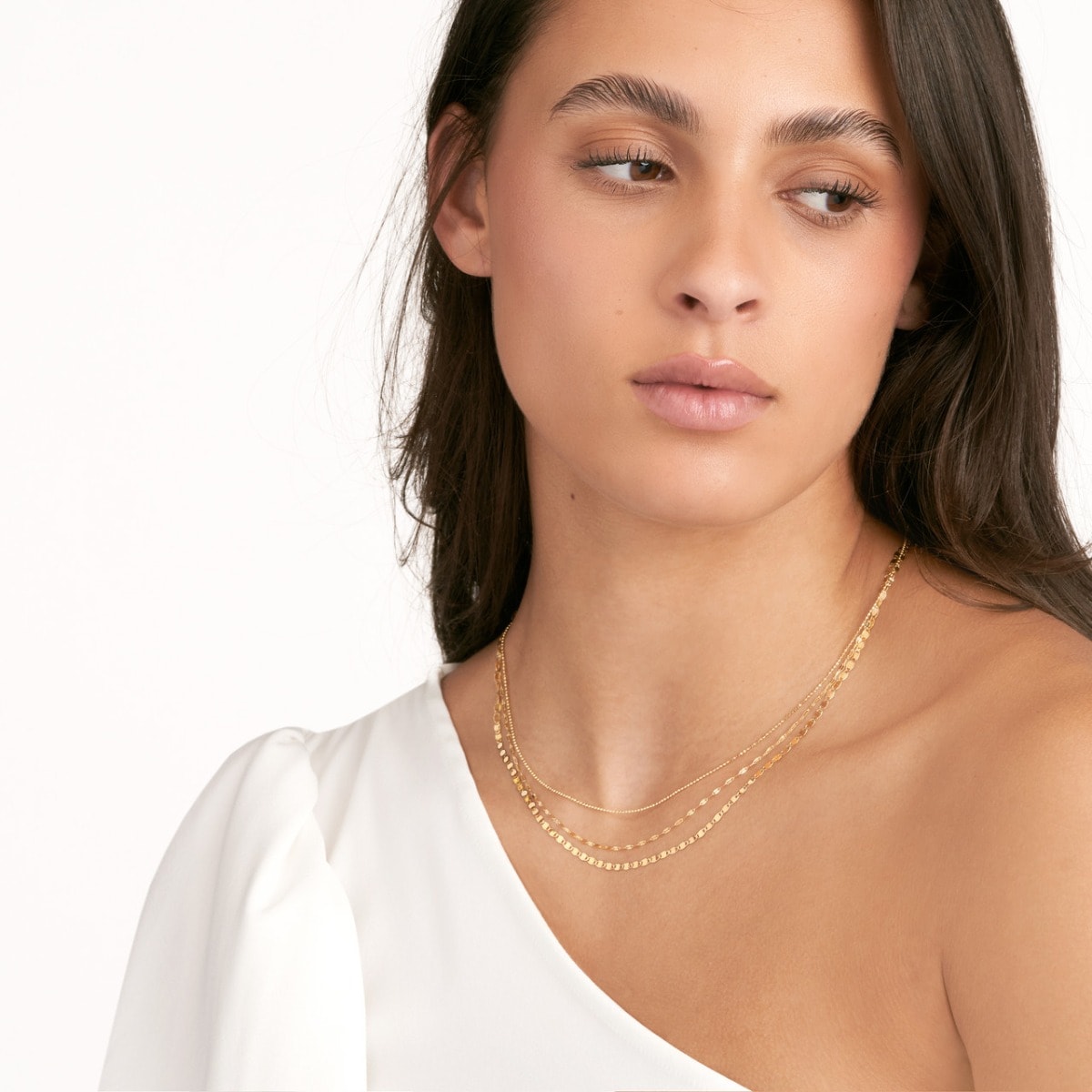 Valentino-Bead Triple Strand Gold Necklace view 4