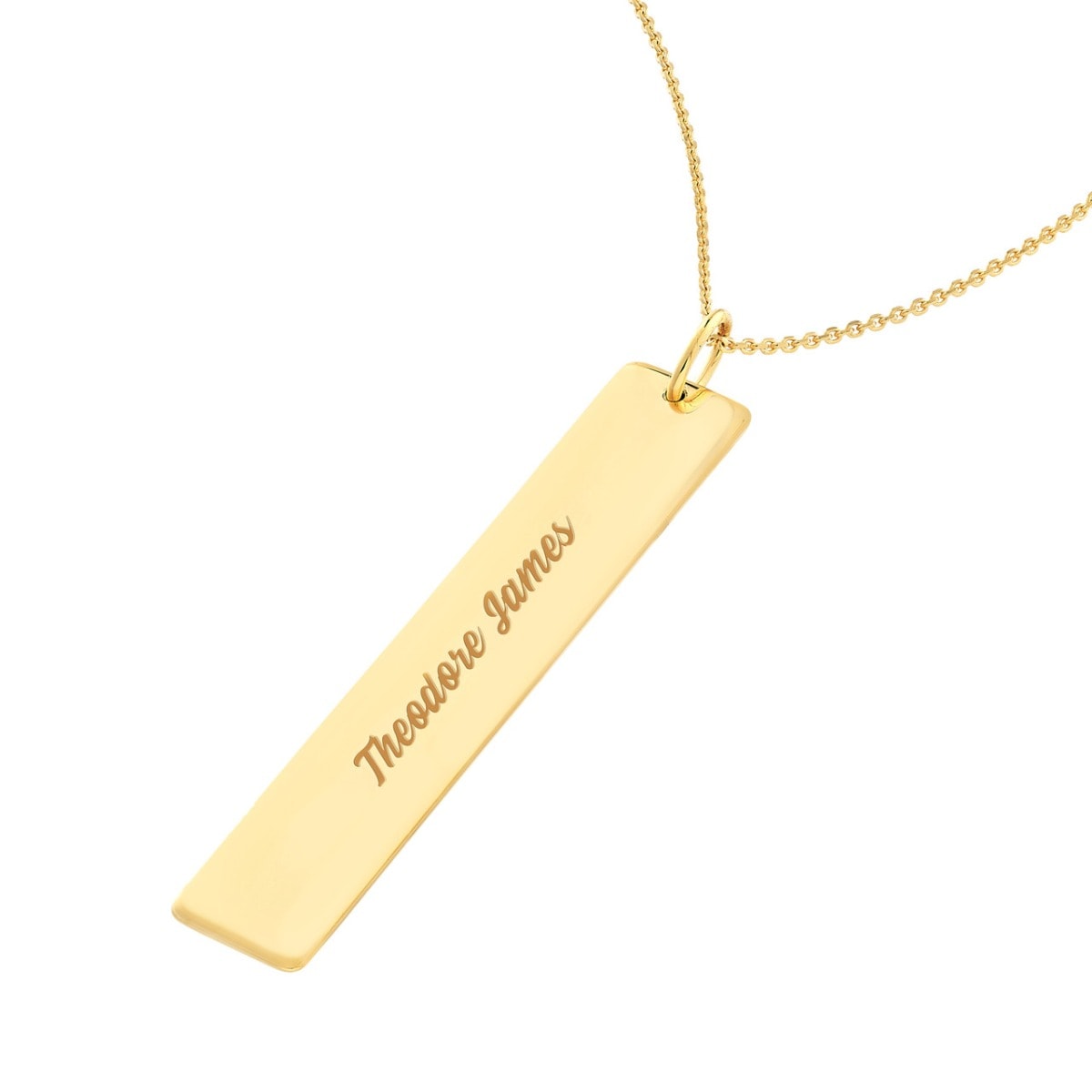 Vertical Engravable Bar Gold Pendant view 4