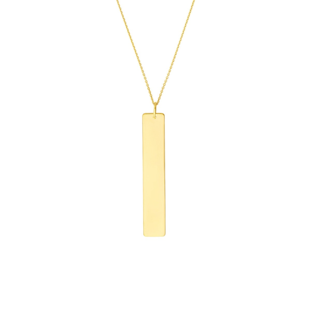 Vertical Engravable Bar Gold Pendant view 1