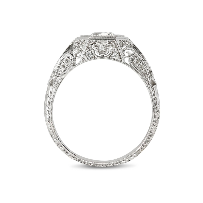 Victorian Style Round Shape Diamond Engagement Ring view 5