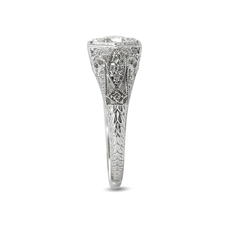Victorian Style Round Shape Diamond Engagement Ring view 4