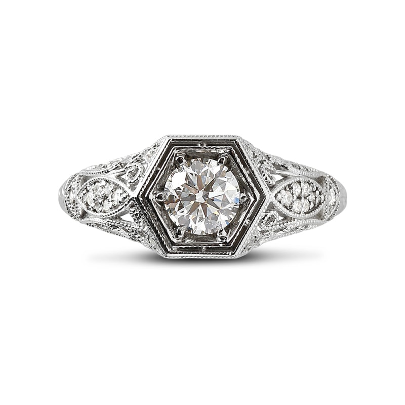 Victorian Style Round Lab Grown Diamond Engagement Ring view 1