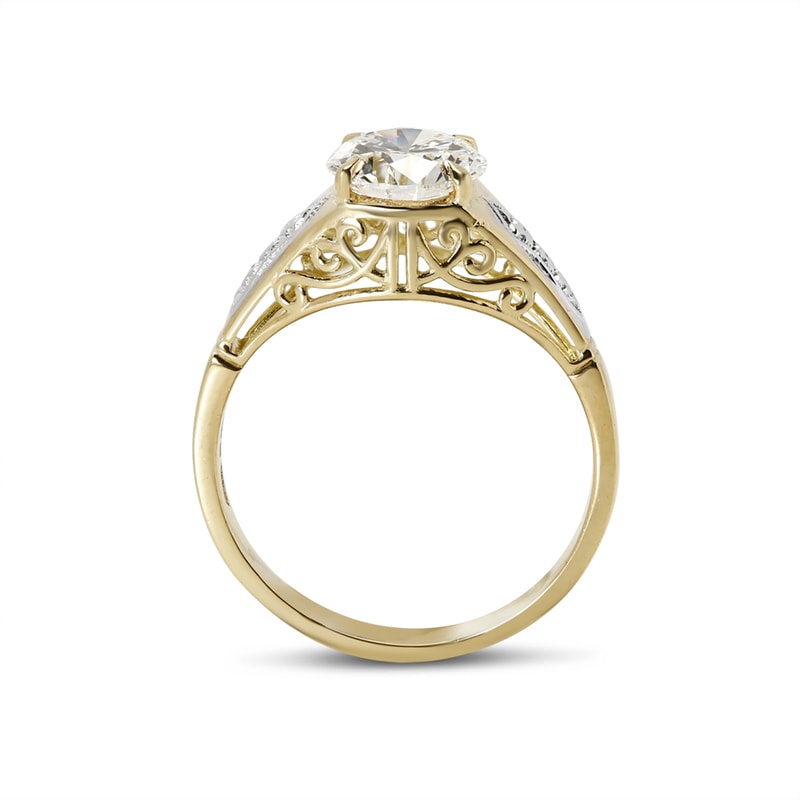Bespoke Vintage Round Shape Lab Grown Diamond Engagement Ring view 4