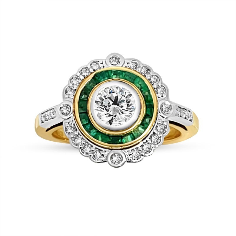 Vintage Style Emerald Halo Lab Grown Diamond Engagement Ring view 5