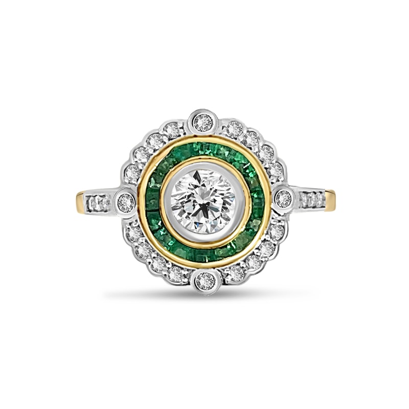 Vintage Style Emerald Halo Lab Grown Diamond Engagement Ring view 1