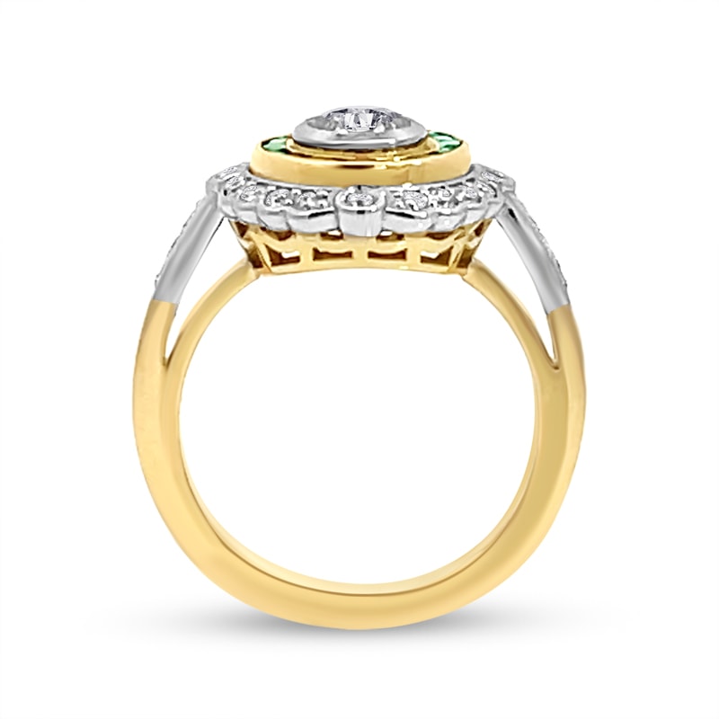 Vintage Style Emerald Halo Lab Grown Diamond Engagement Ring view 3