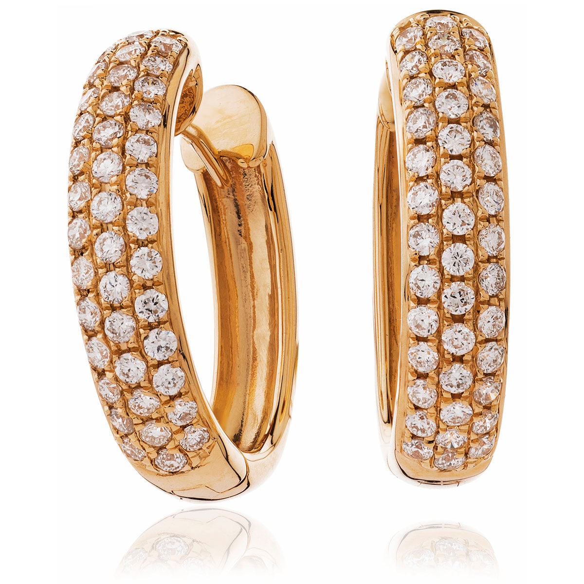 3 Row Pave Hops Diamond Earrings view 5