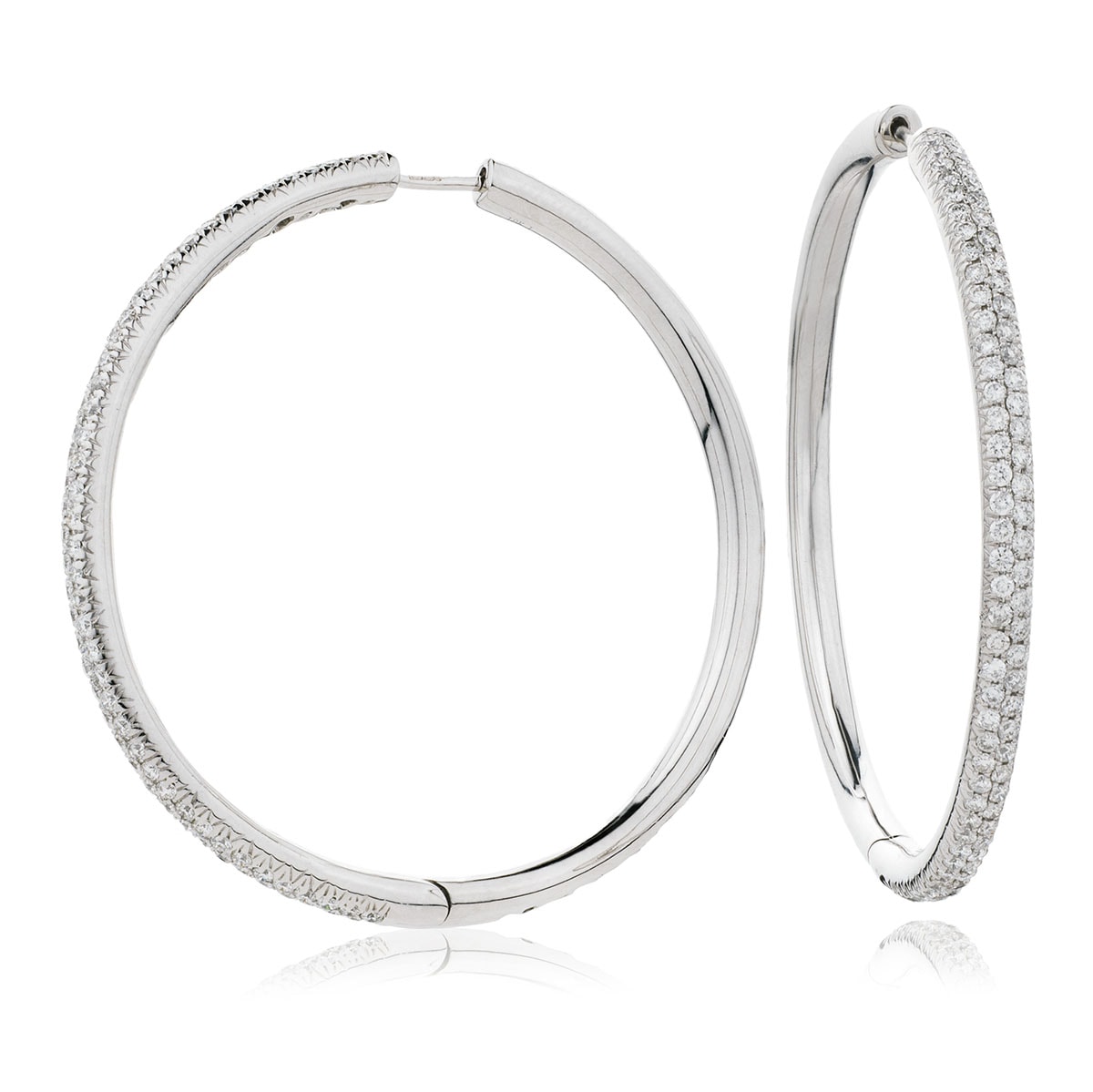 Pave Set Diamond Hoops Earrings view 1
