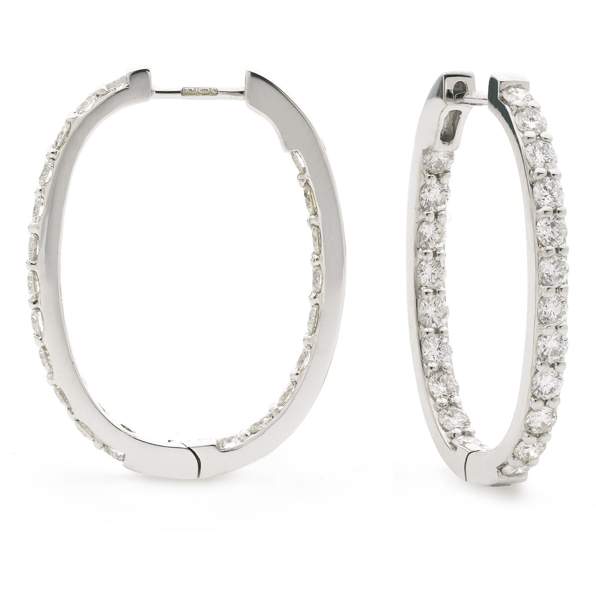 Claw Set In And Out Diamond Hoops Earrings view 1