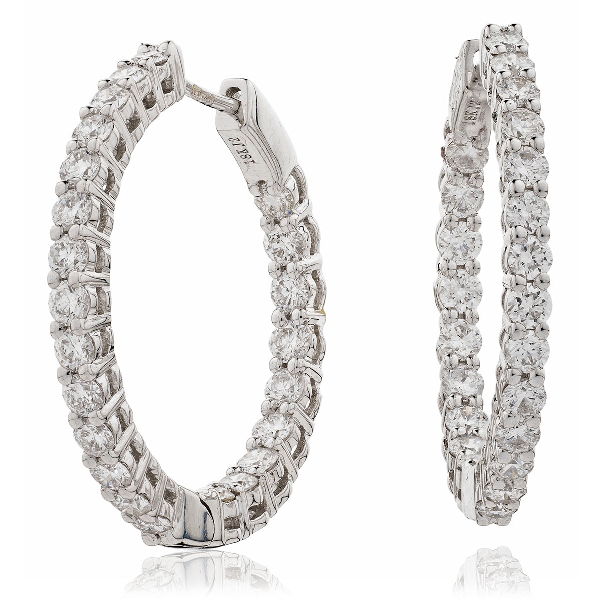 Claw Set Diamond Hoops Earrings view 1