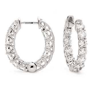 Claw Set Round Shape Hoops Diamond Earrings