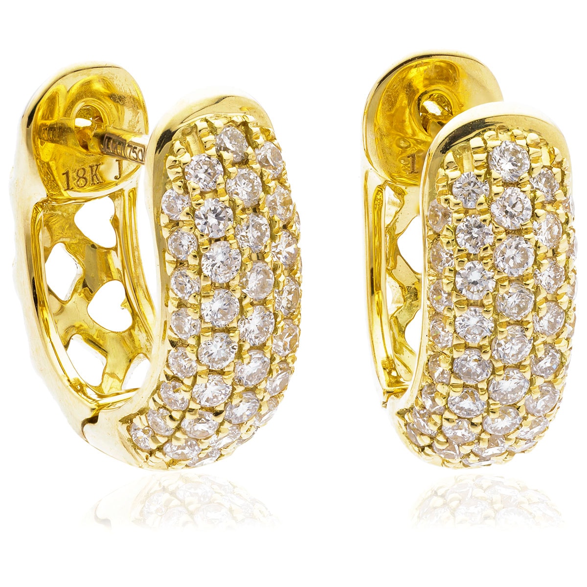 Small 5 Row Pave Diamond Hoops Earrings view 5