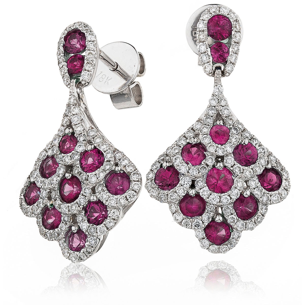 Peacock Drops Ruby Red Diamond Drop Earring view 1