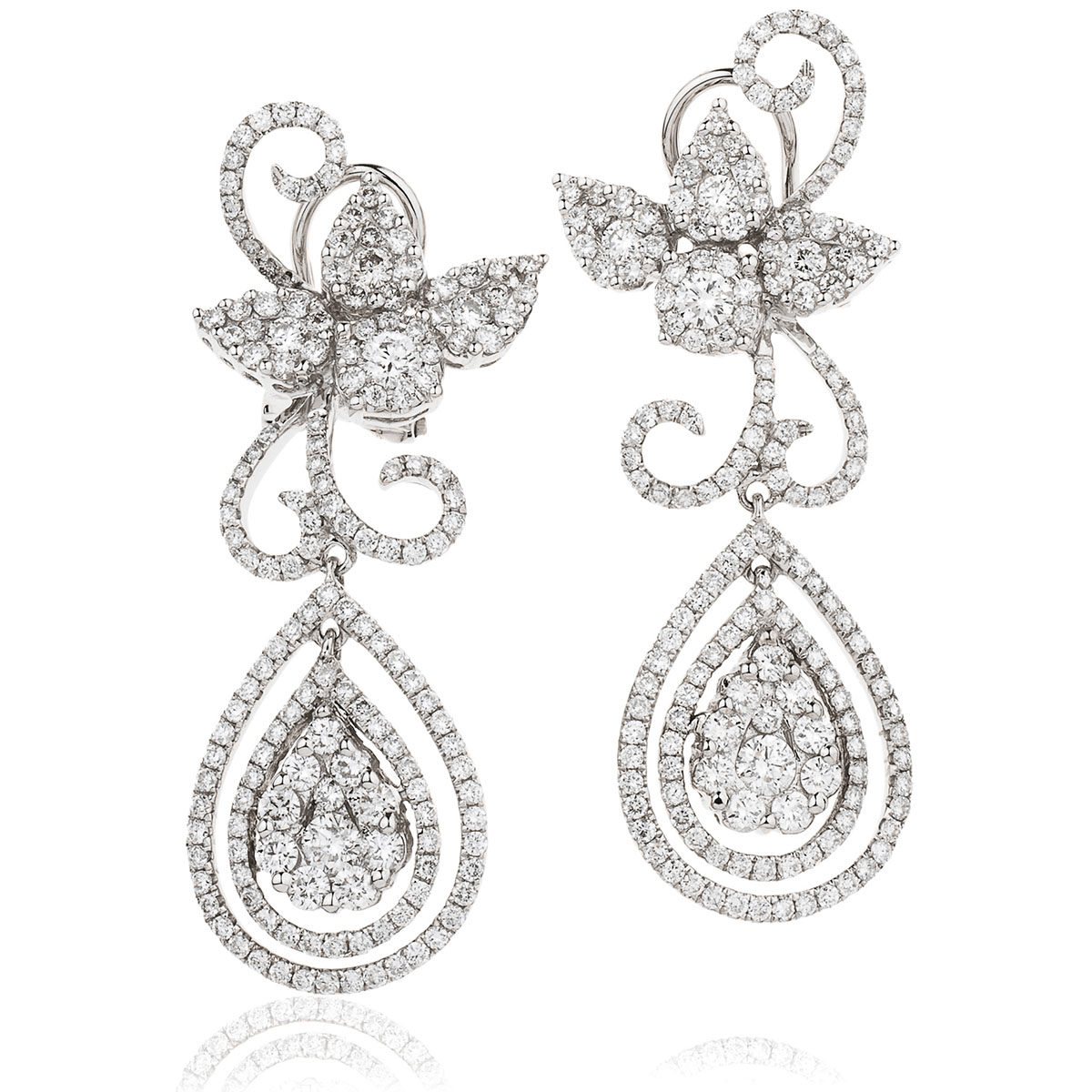 Fancy Design Set Diamond Drop Earring view 1