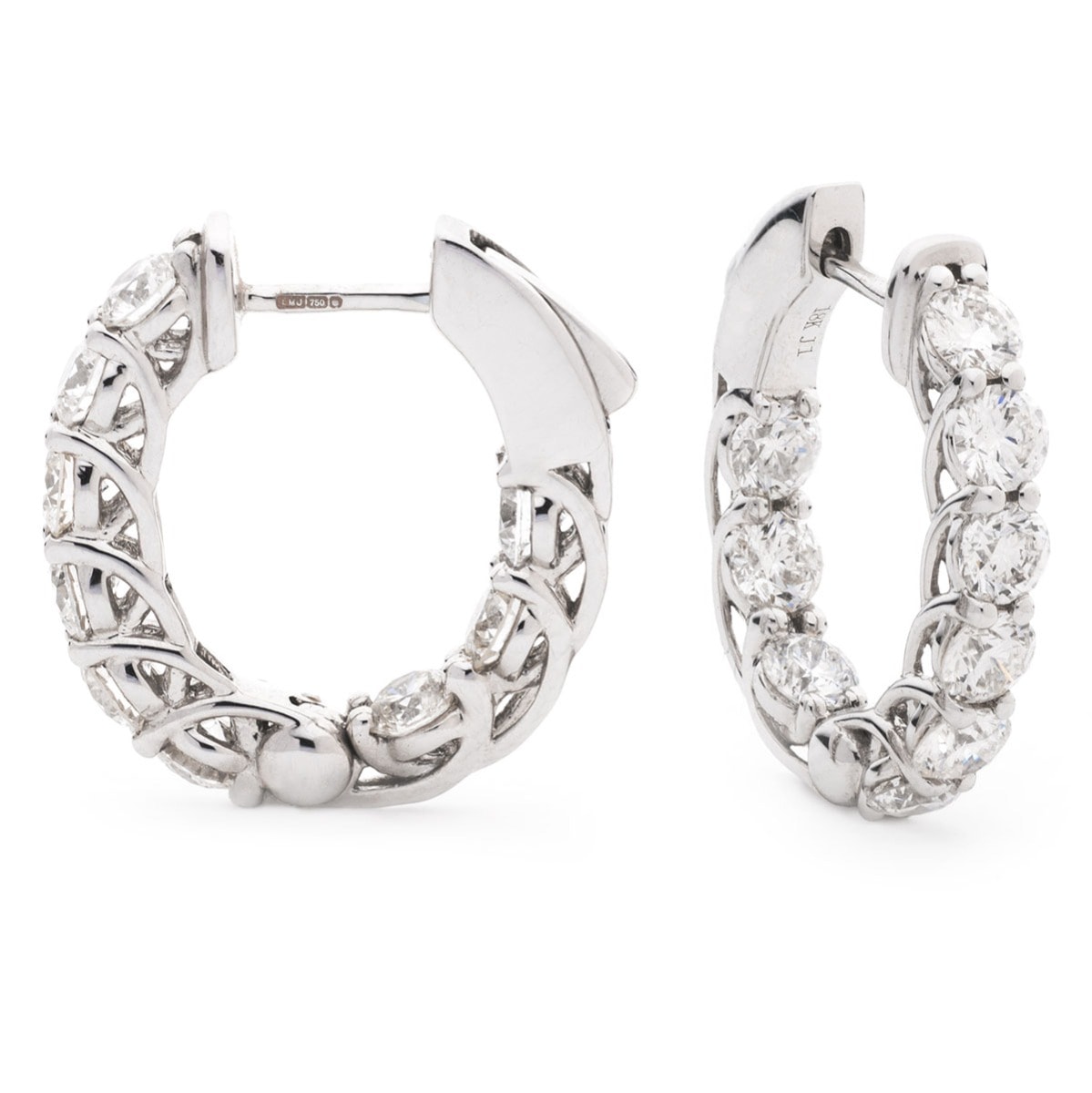 Round Claw Set Hoops Diamond Earrings view 1
