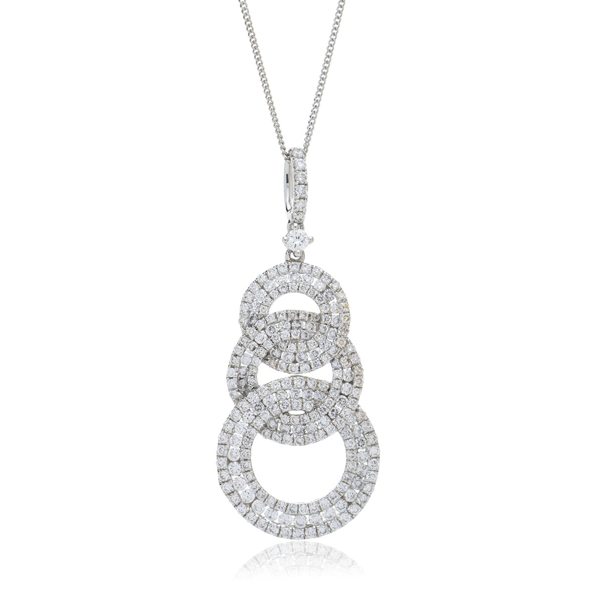 Triple Circle Drop Diamond Pendant view 1