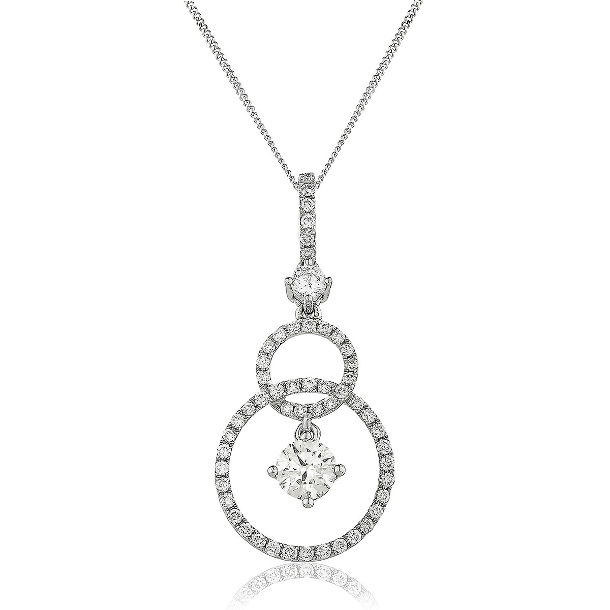 Open Circle Drop Diamond Pendant view 1