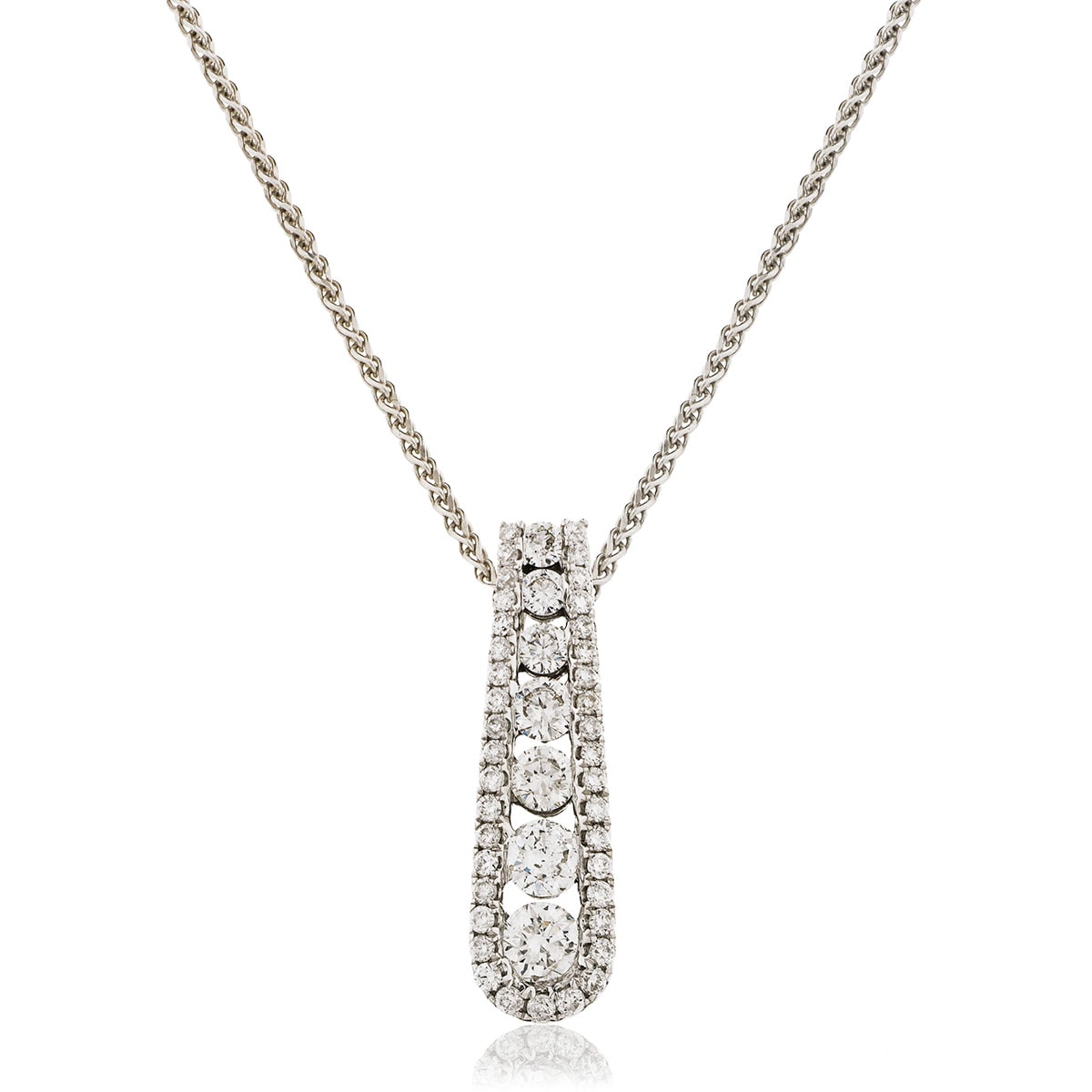 6 Stone Drop Halo Diamond Pendant view 1