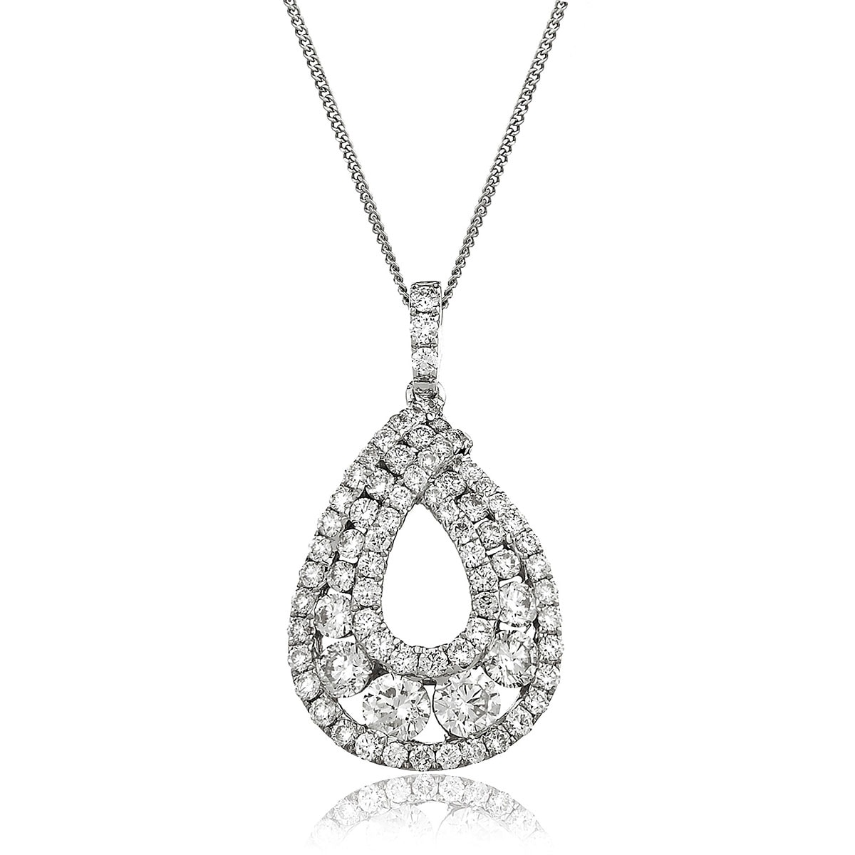 Pear Shape Round Pave Diamond Pendant view 1