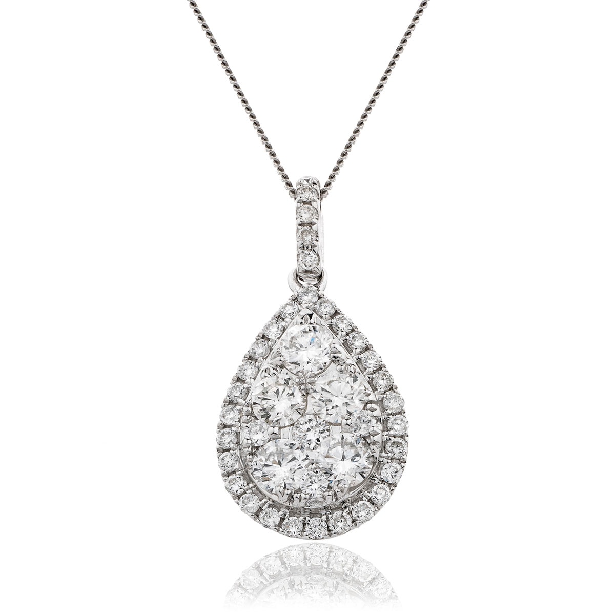 Pear Shaped Halo Pave Diamond Pendant view 1
