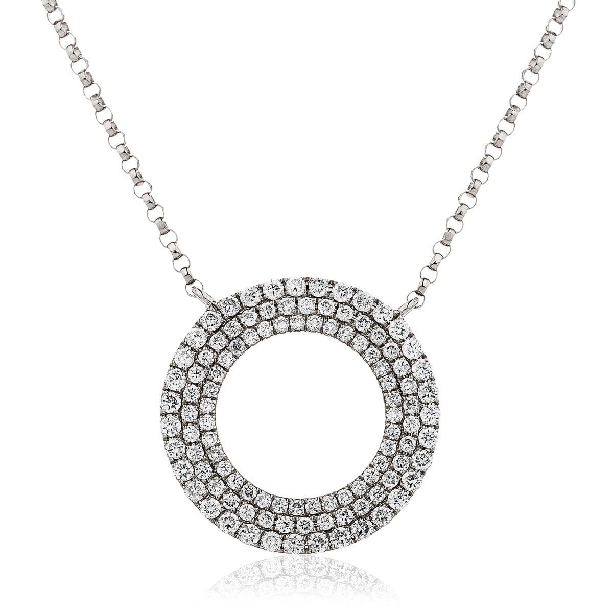 Triple Halo Diamond Necklace view 1