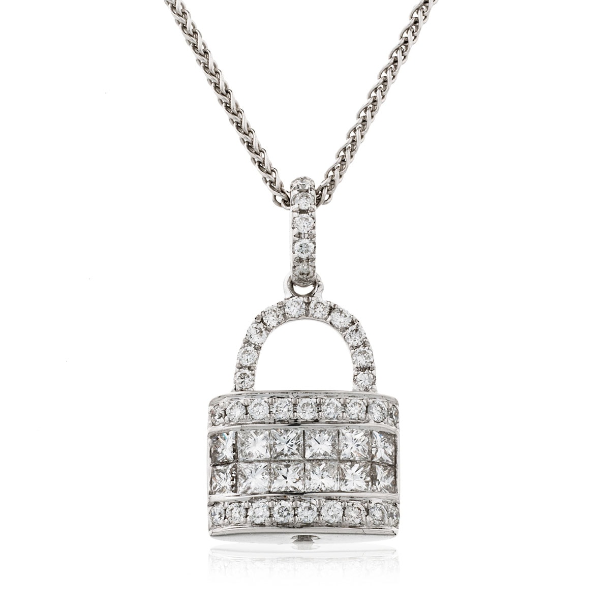 Round Princess Cut Lock Diamond Pendant view 1