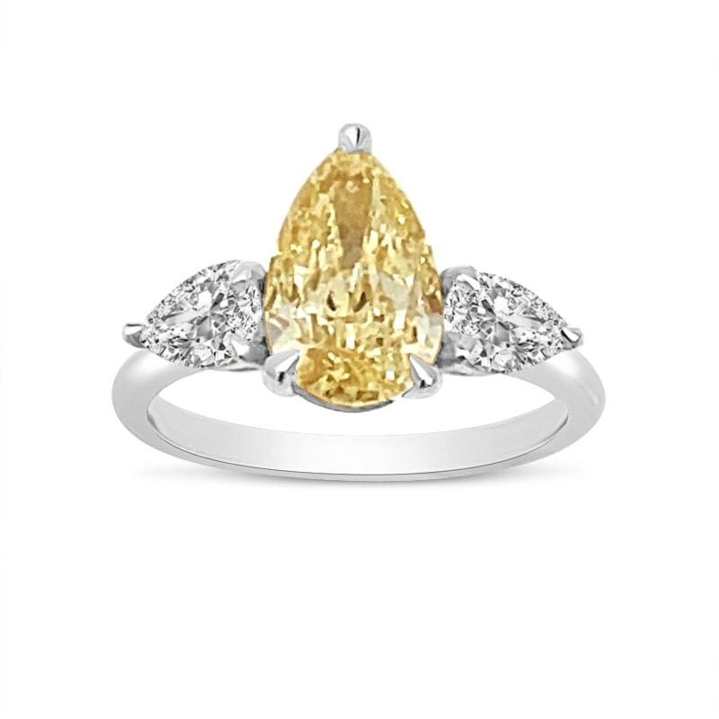 Lab-Grown Platinum Diamond Pear Trilogy Engagement Ring view 5