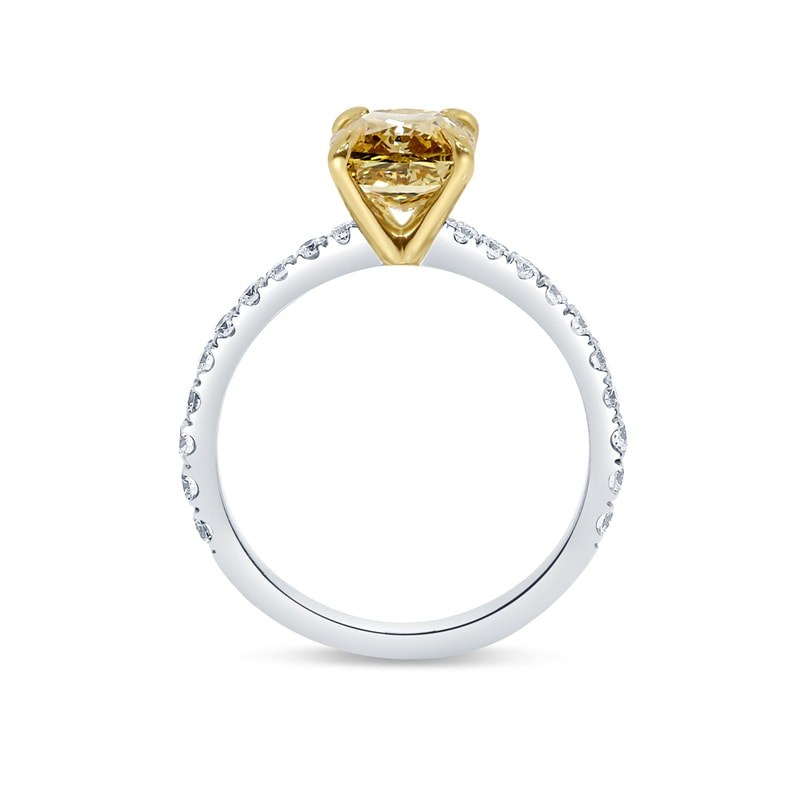 Yellow Diamond Cushion Shape Micro Setting Engagement Ring view 3