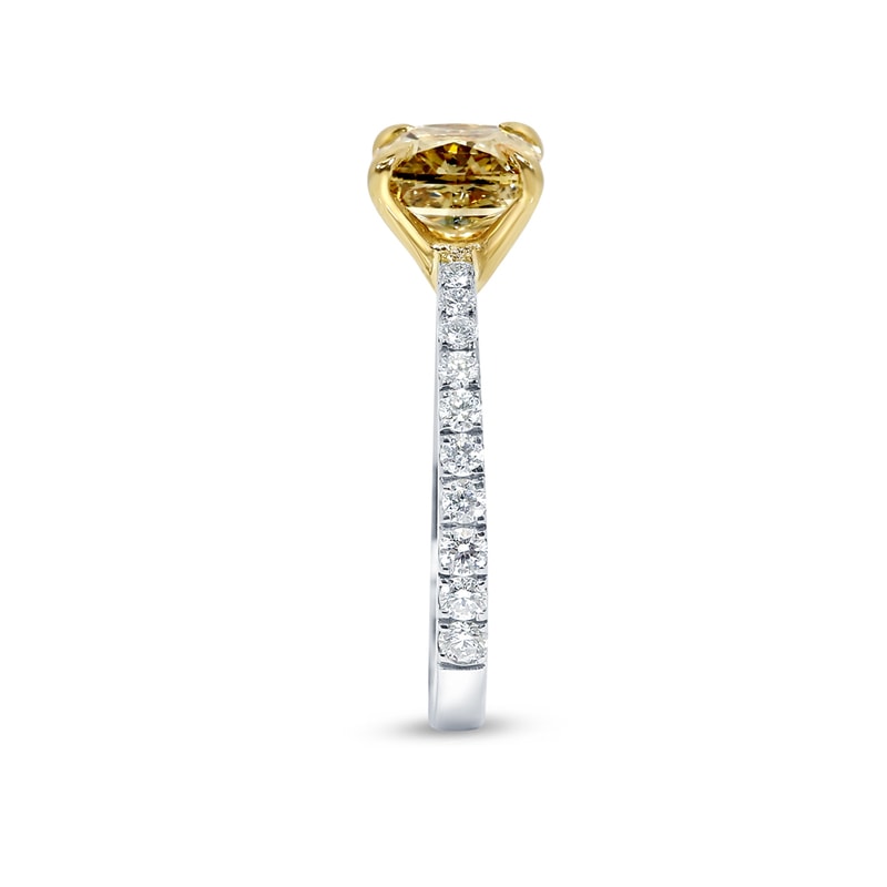 Yellow Diamond Cushion Shape Micro Setting Engagement Ring view 4