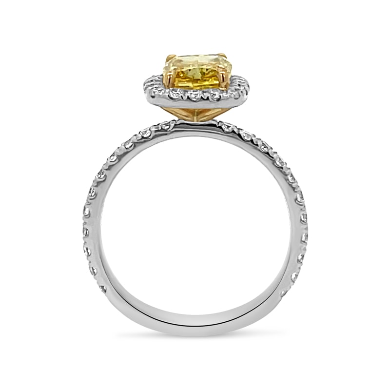 Yellow Elongated Cushion Halo Lab Grown Diamond Engagement Ring view 3