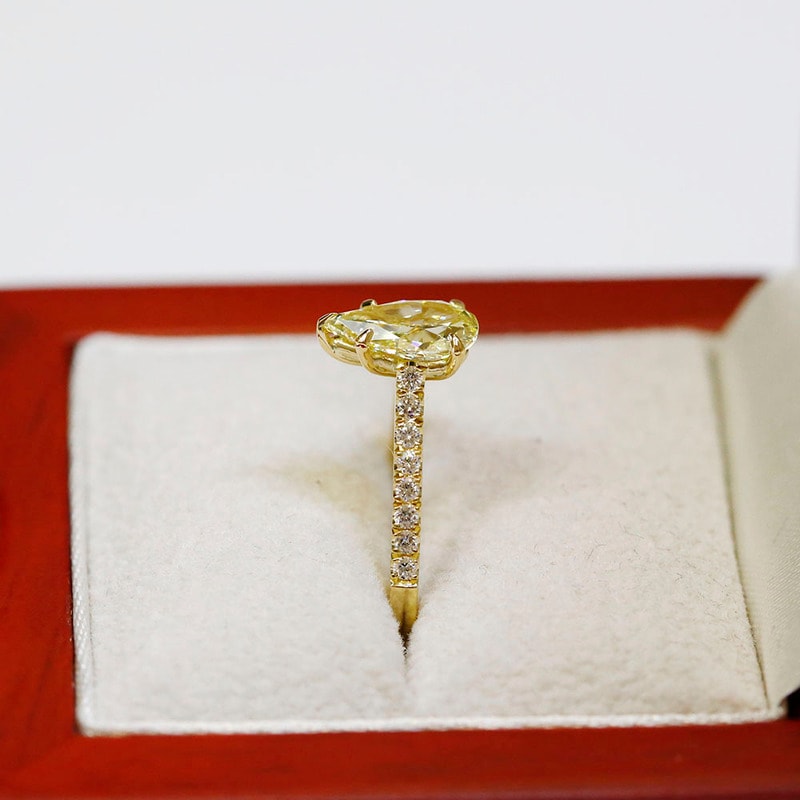 Pear Cut Lab-Grown Yellow Diamond Engagement Ring view 7