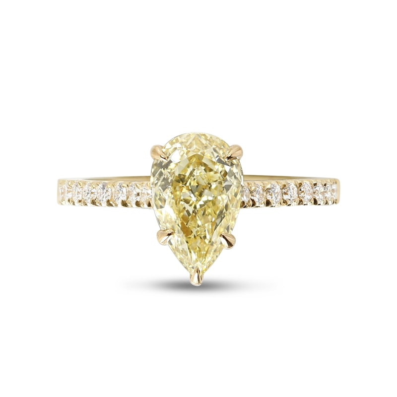 Pear Cut Lab-Grown Yellow Diamond Engagement Ring view 1