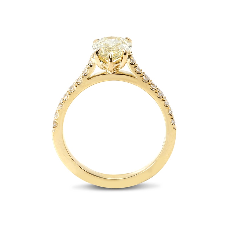 Pear Shape Yellow Diamond Engagement Ring view 3