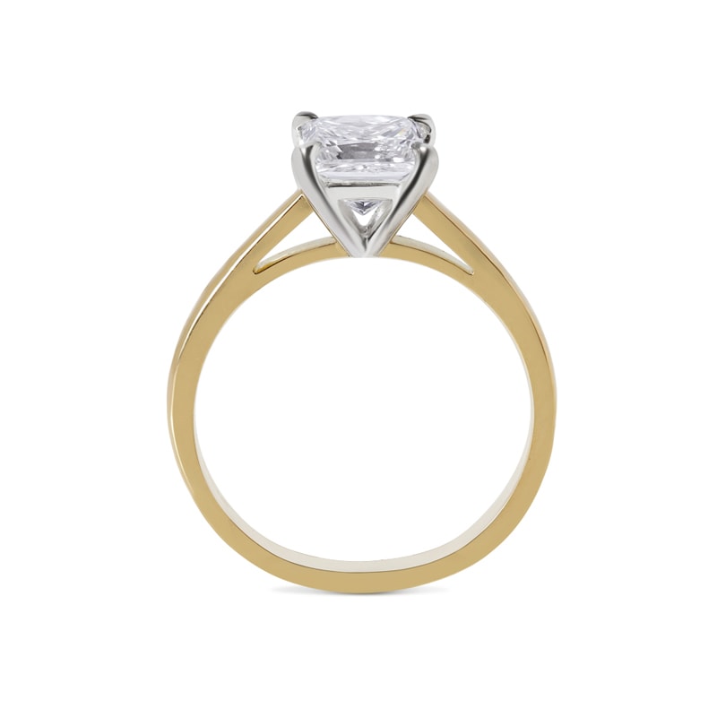 Yellow Gold Princess Shape Lab Grown Solitaire Engagement Ring view 3