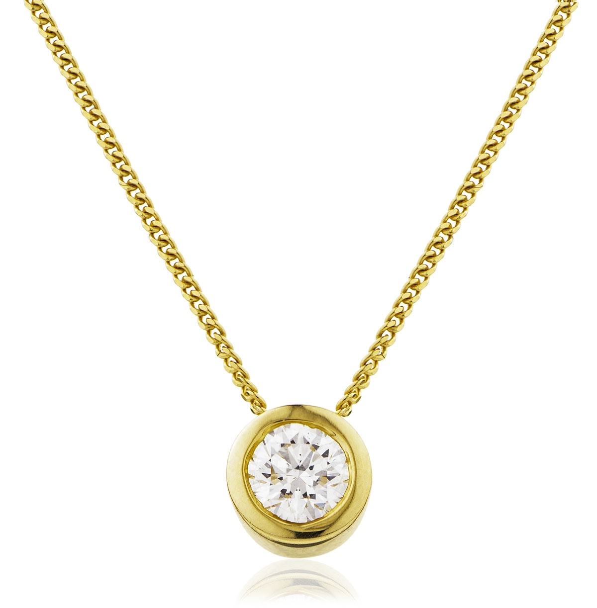 Yellow Gold Rubover Diamond Pendant