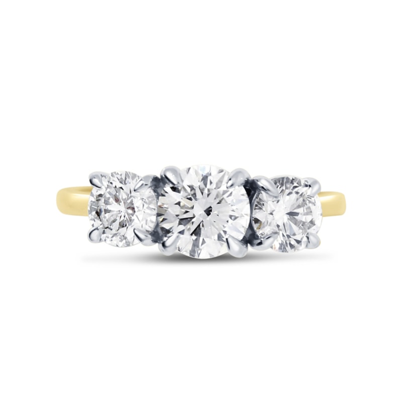 Round Shape Trilogy Pave Set Bridge Diamond Engagement Ring view 1