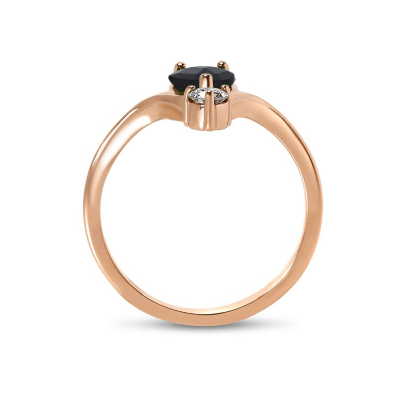 Black Diamond Pear and Small Diamond Engagement Ring