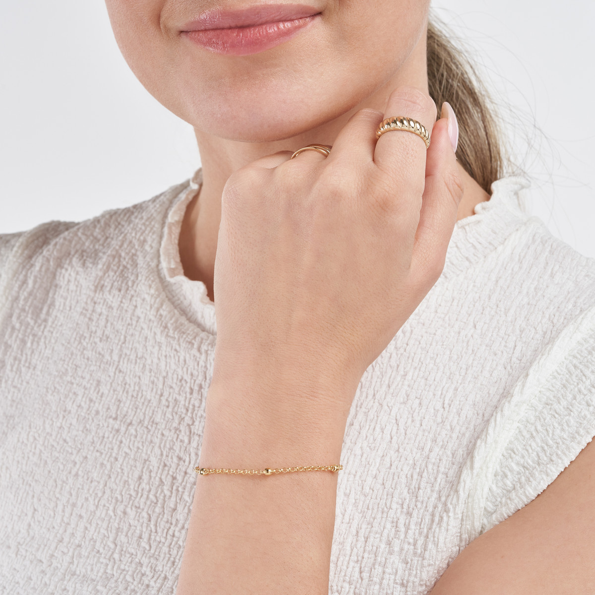 Diamond Cut Beaded Gold Bracelet