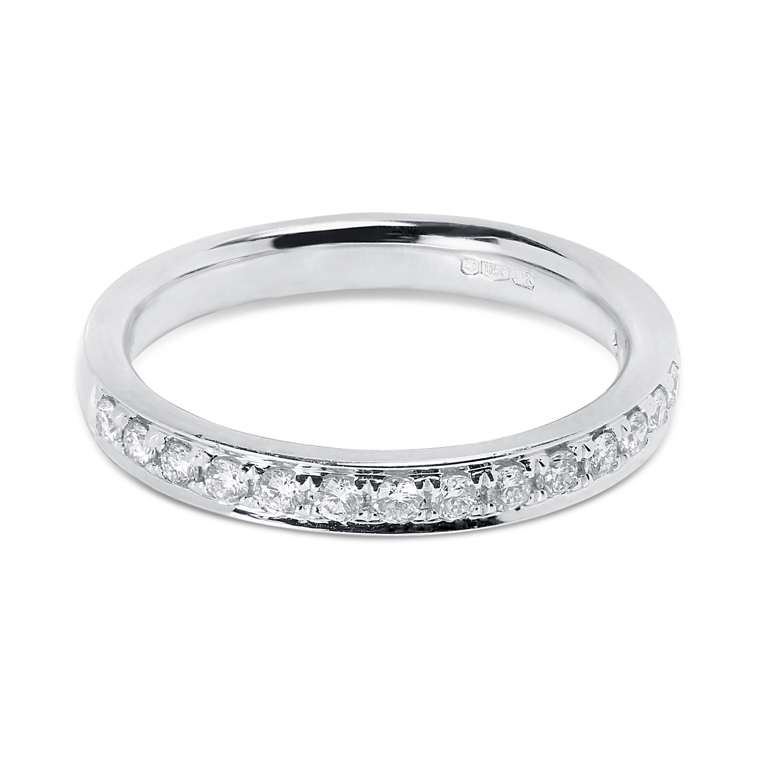 Classic 3mm Pave Setting Half Band Diamond Wedding Ring