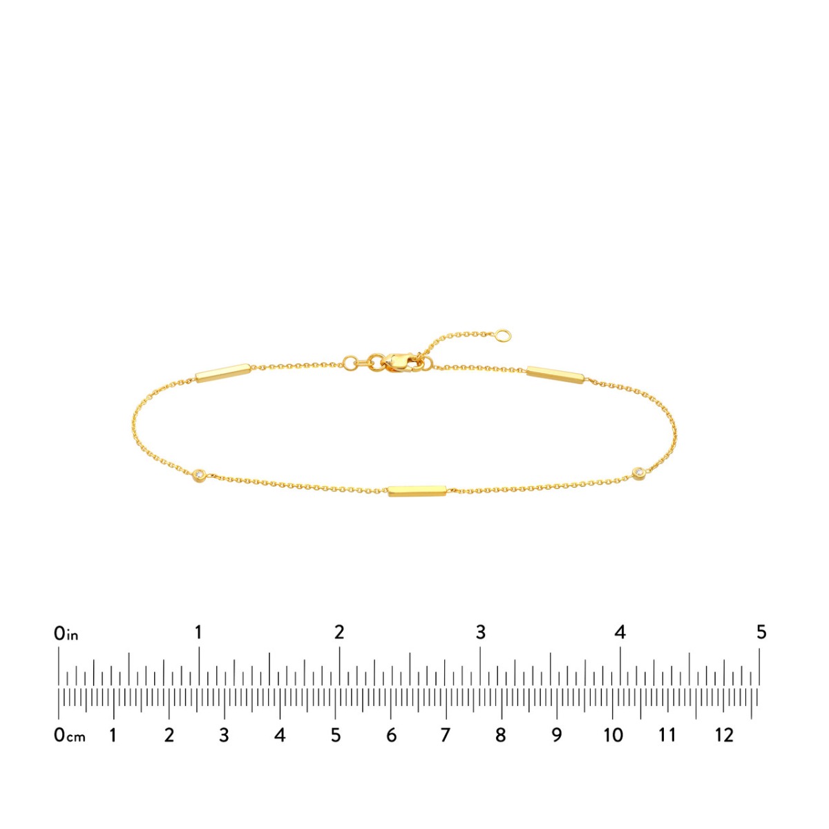 Bar & Diamond Gold Anklet
