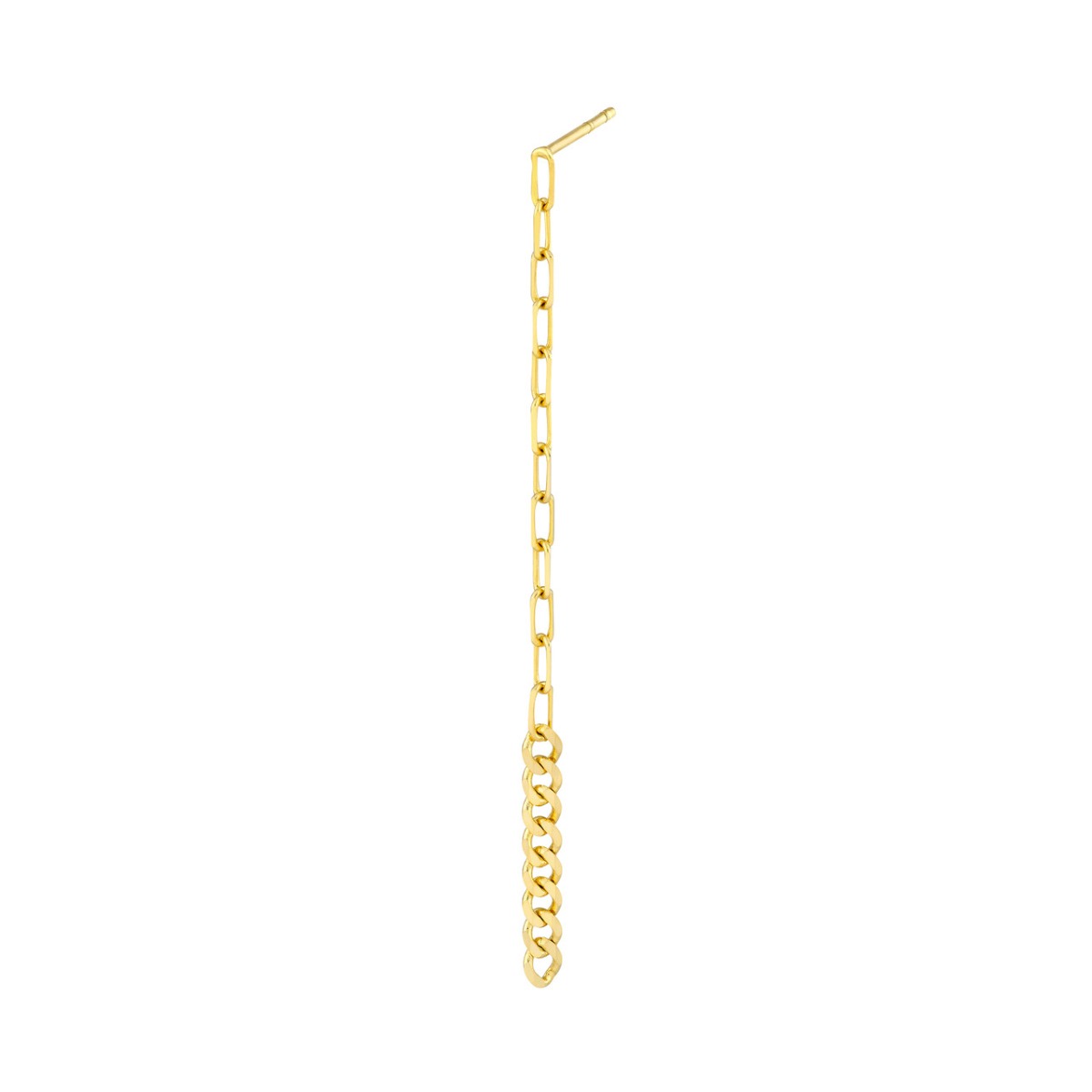 Gold Paper Clip + Curb Chain Long Drop Earrings
