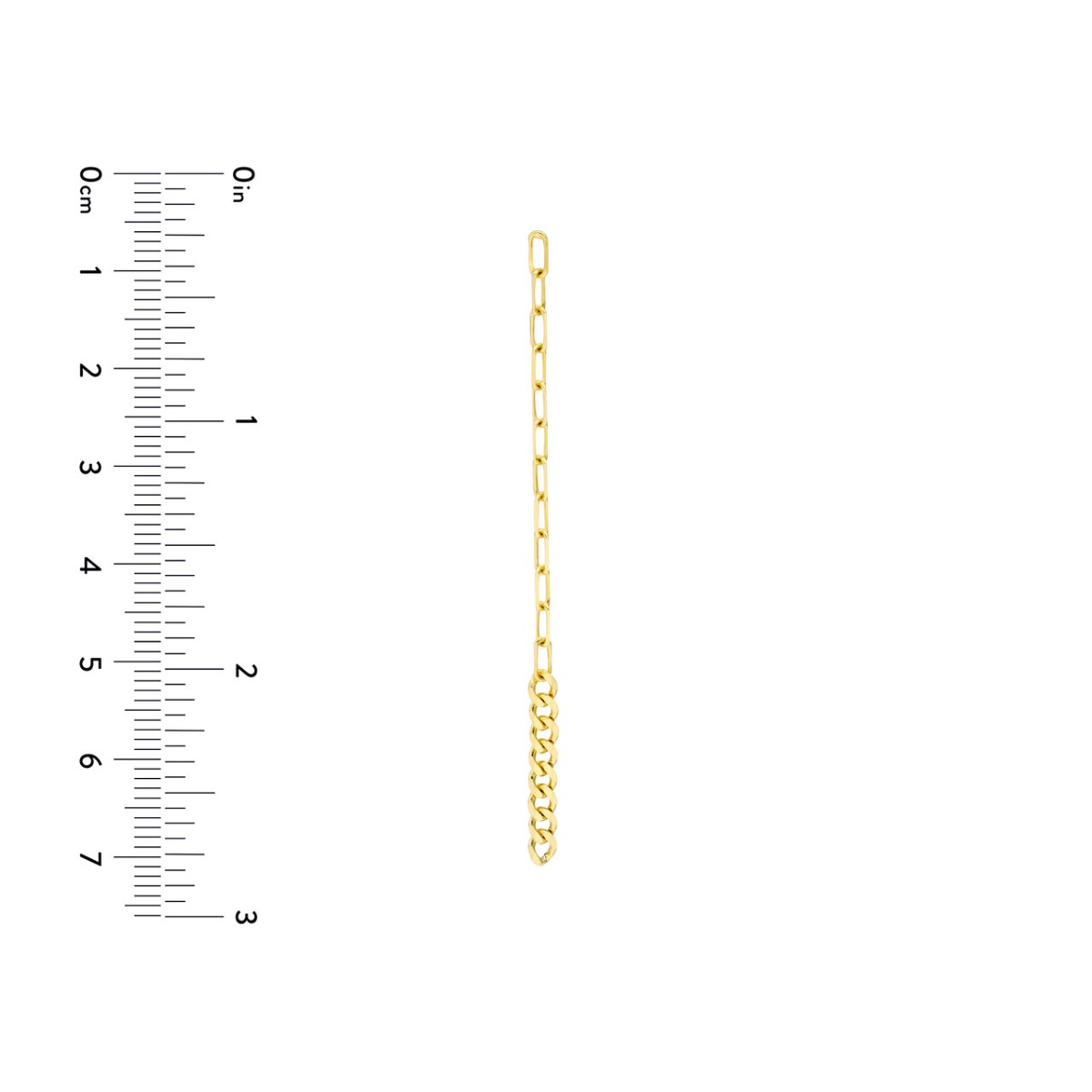 Gold Paper Clip + Curb Chain Long Drop Earrings