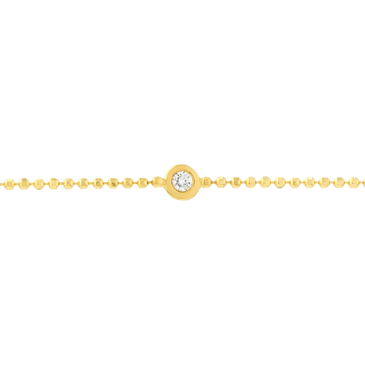Diamond Bezel in a Beaded Gold Bracelet